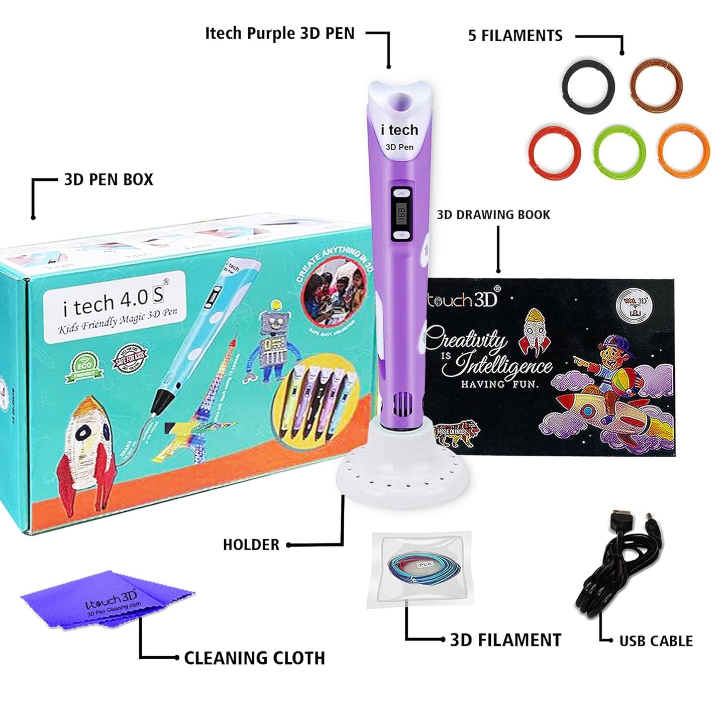3D Printer Pen for Kids with PLA Filament | Perfect for DIY and Crafting (with USB Cable)