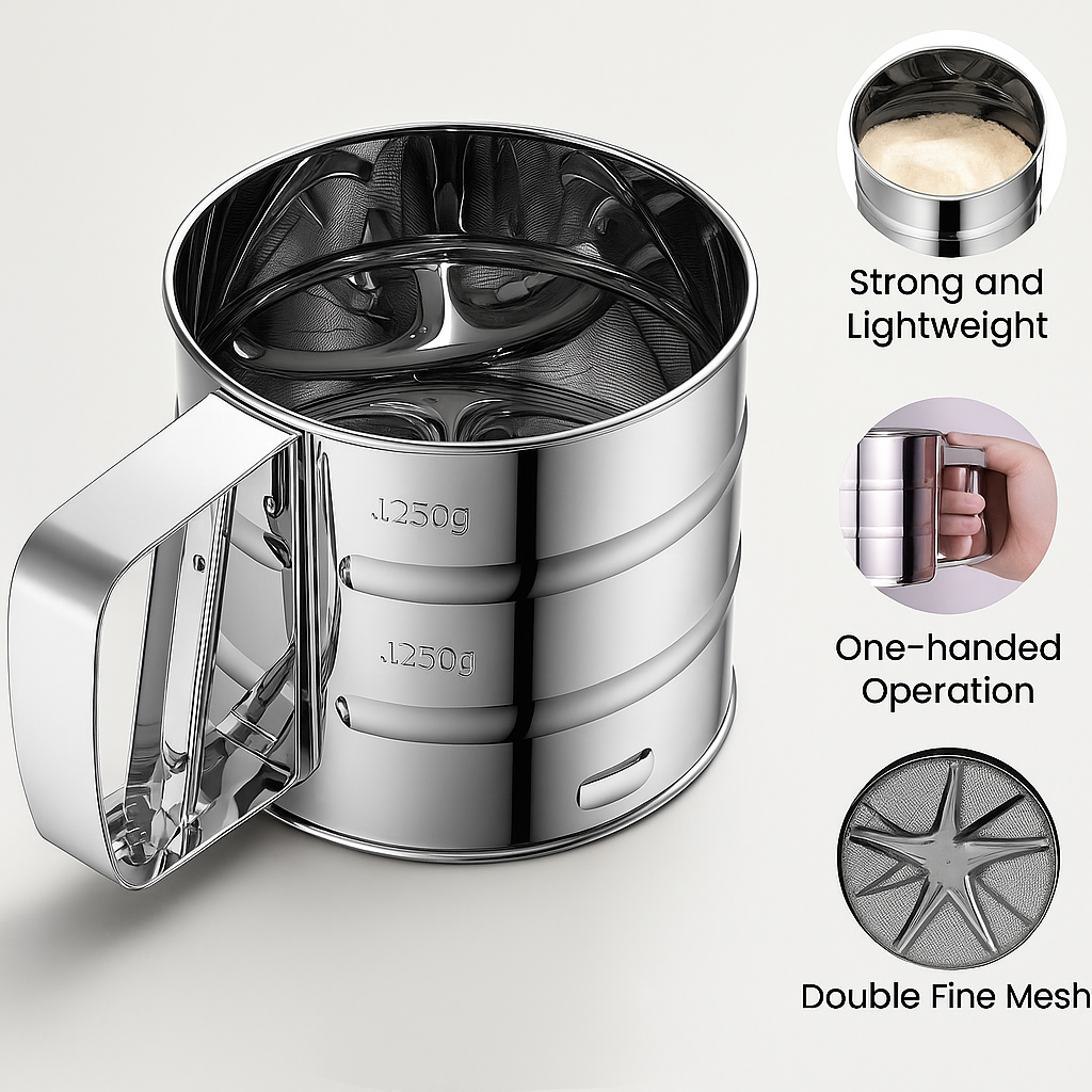 Velo™ Stainless Steel Flour Sifter/Atta Chhani for Baking